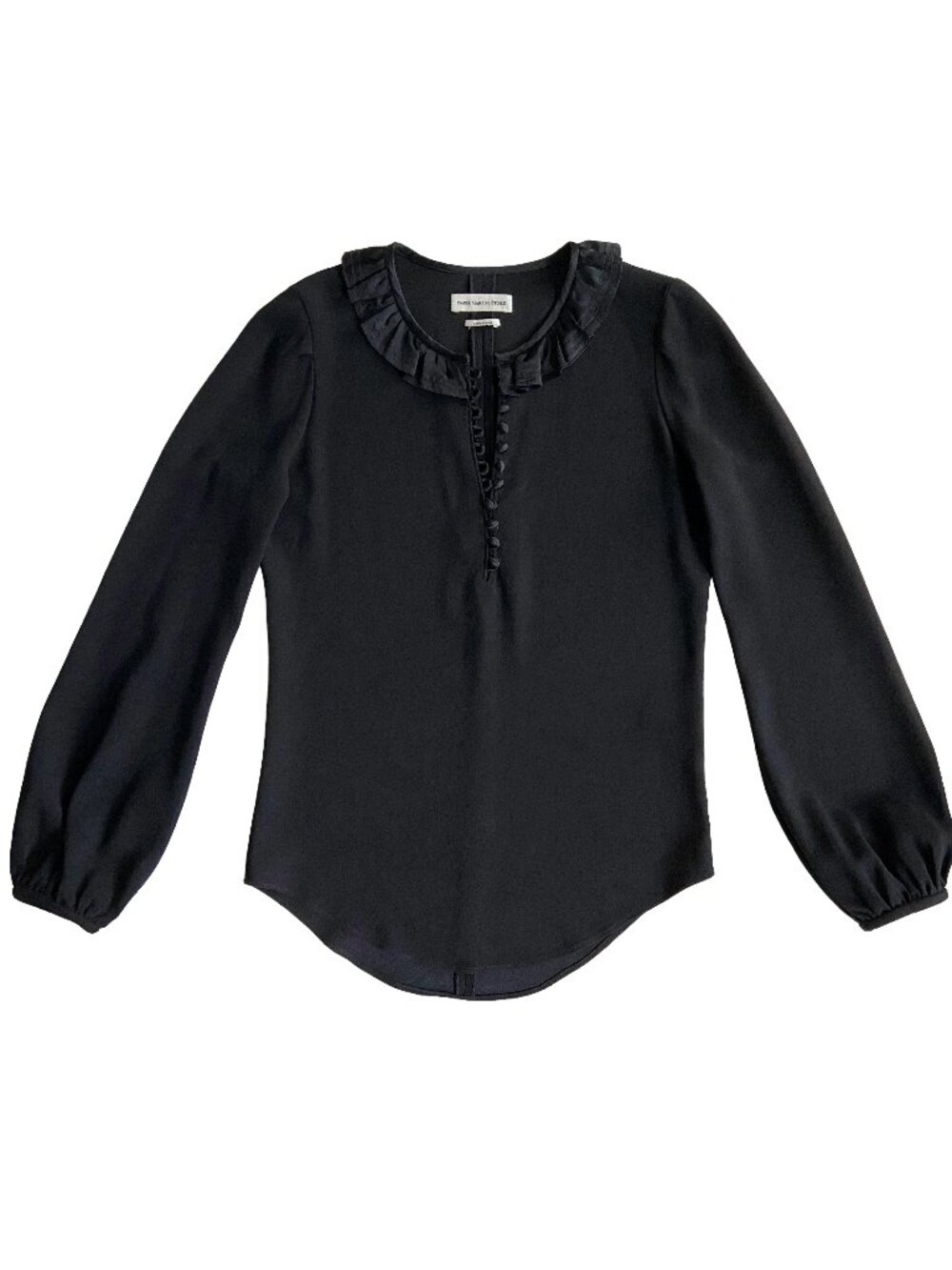 ISABEL MARANT ETOILE BLACK HIPPIE BOHO PEASANT BLACK TOP BLOUSE 36 FR